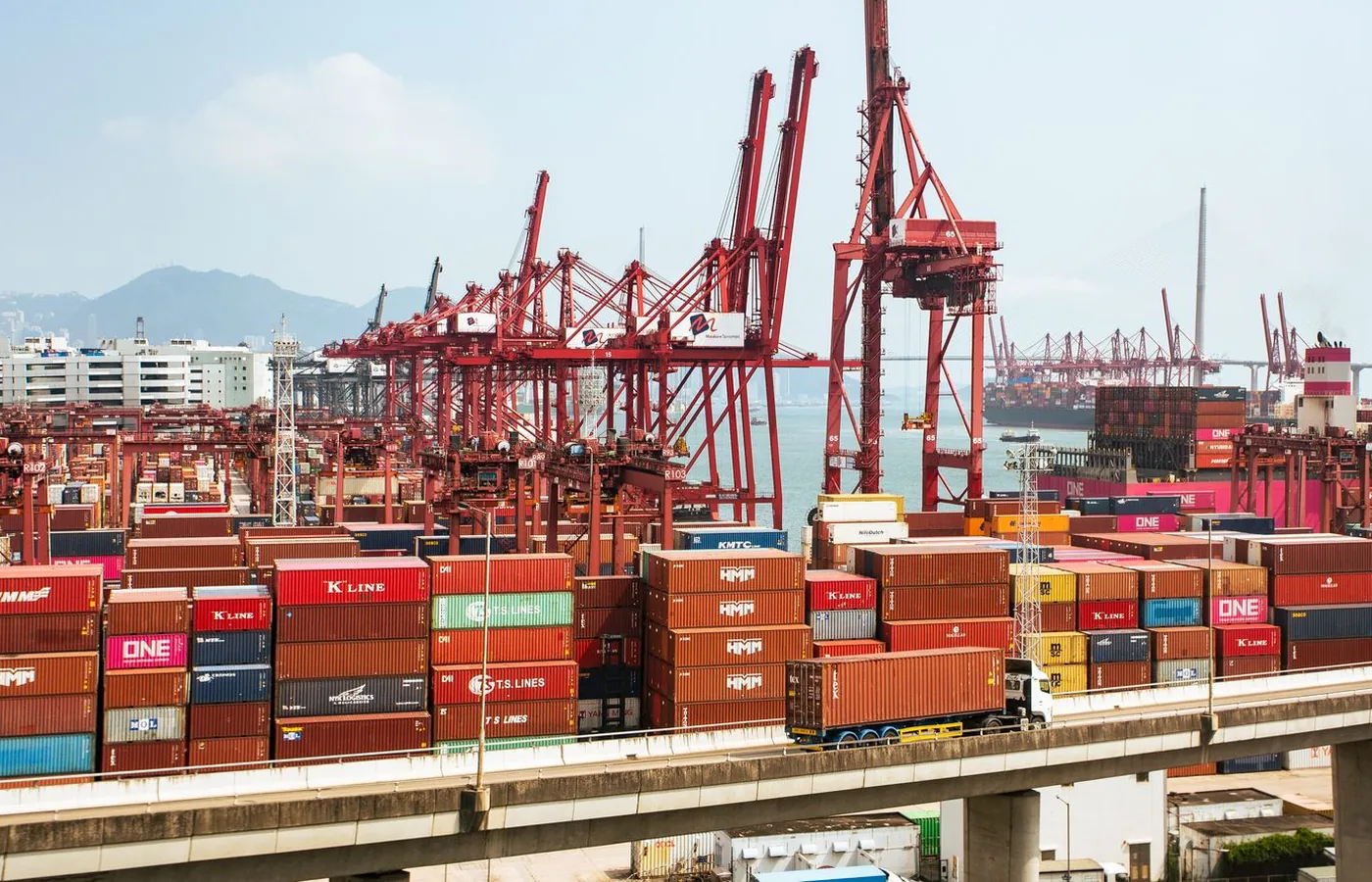Illustrative Hong Kong container terminal representing Asia freight routing