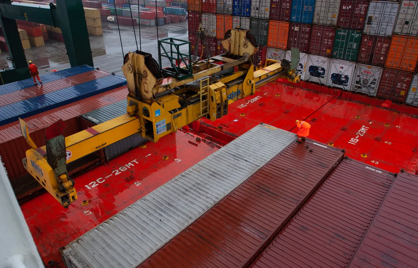 Illustrative container crane representing Middle East freight routing